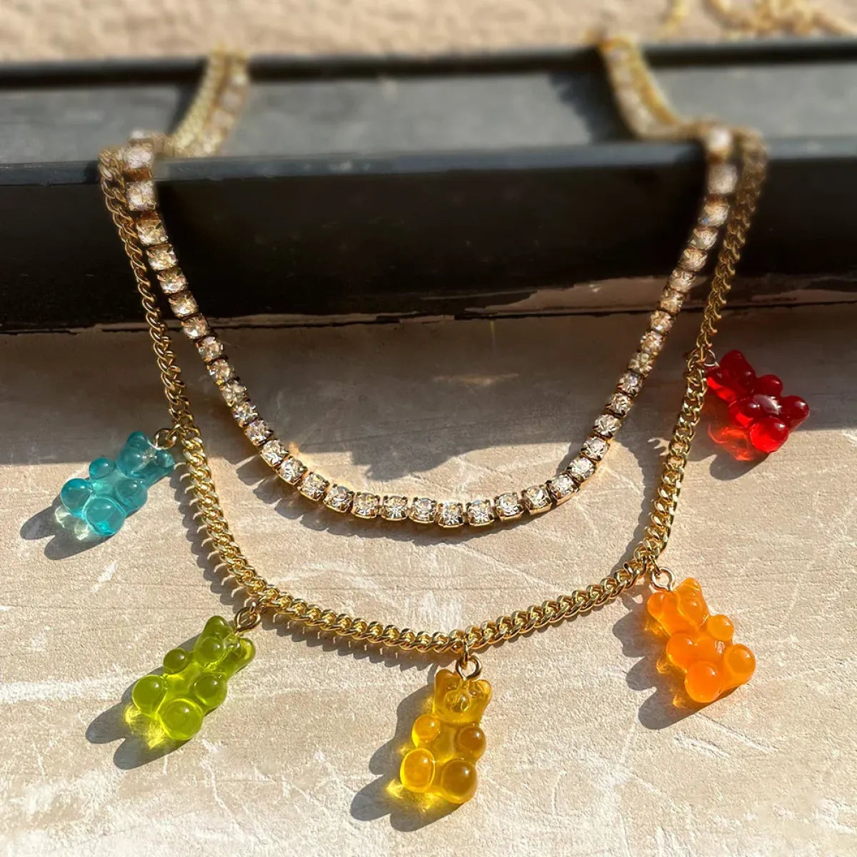 Punk Gummy Bear Crystal Choker - Colorful Metal Multi-layer Necklace - Best Sellers - 3