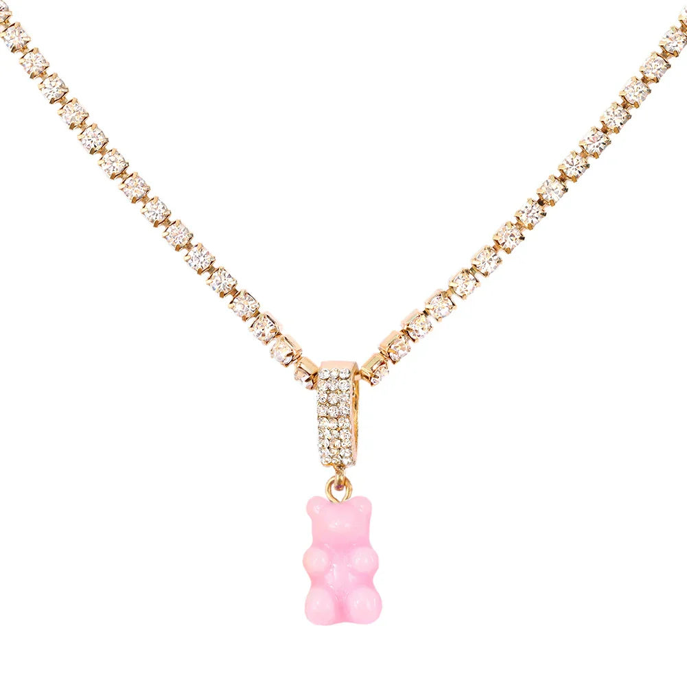 Punk Gummy Bear Crystal Choker - Colorful Metal Multi-layer Necklace - 068317PK - All Products - Necklaces - 17 - 2024