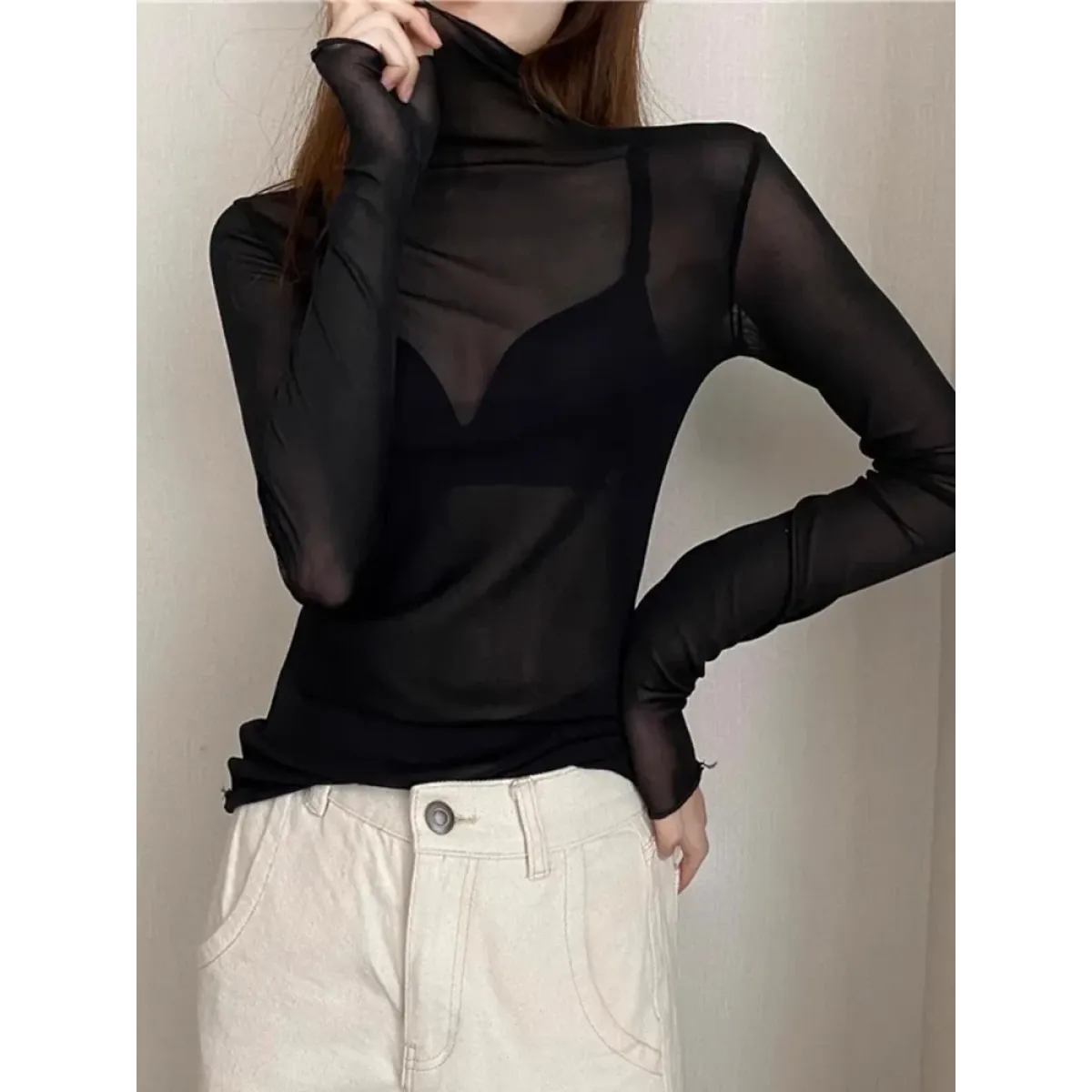 Punk Mesh Long Sleeve Top - Tops & Tees - Tops - 1