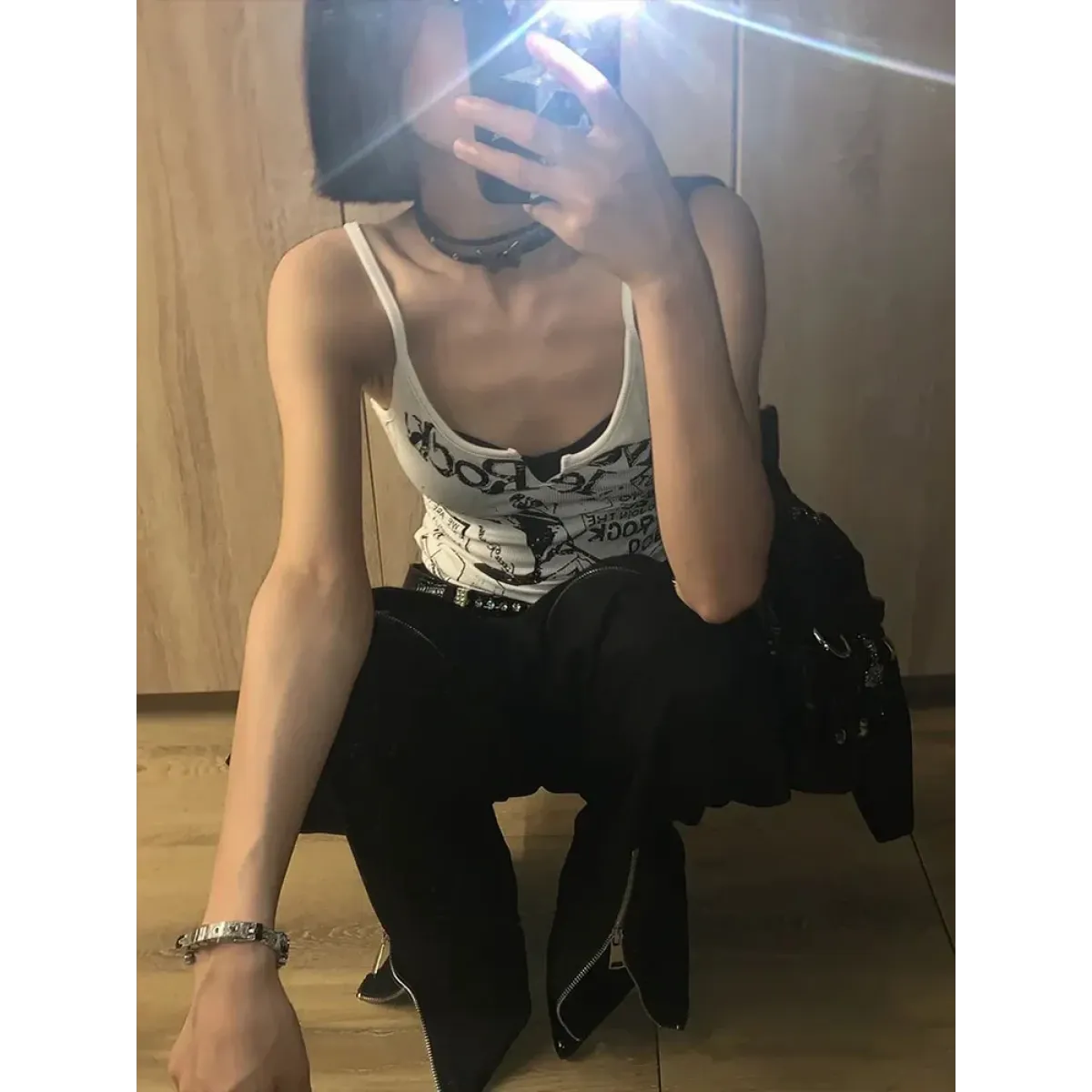 Punk Print Ribbed Tank Top - Tops & Tees - Tops - 2