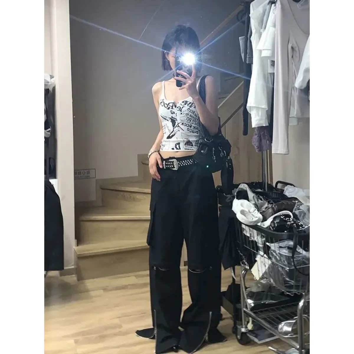 Punk Print Ribbed Tank Top - Tops & Tees - Tops - 3