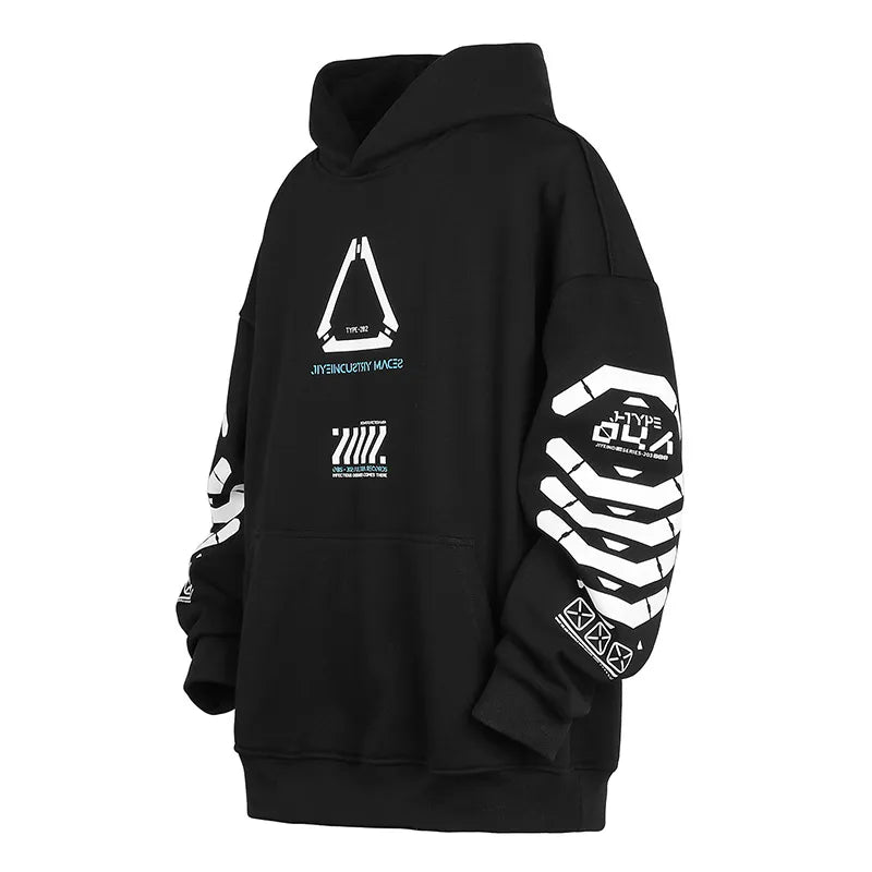 Punk Print Techwear Hoodie - black / M - Hoodies & Sweatshirts - Shirts & Tops - 7 - 2024