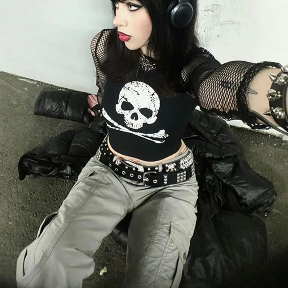 Punk Skull Camisole - Grunge Crop Top - Women’s Clothing & Accessories - 1
