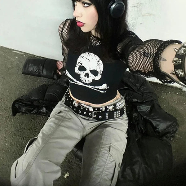 Punk Skull Camisole - Grunge Crop Top - Women’s Clothing & Accessories - 1