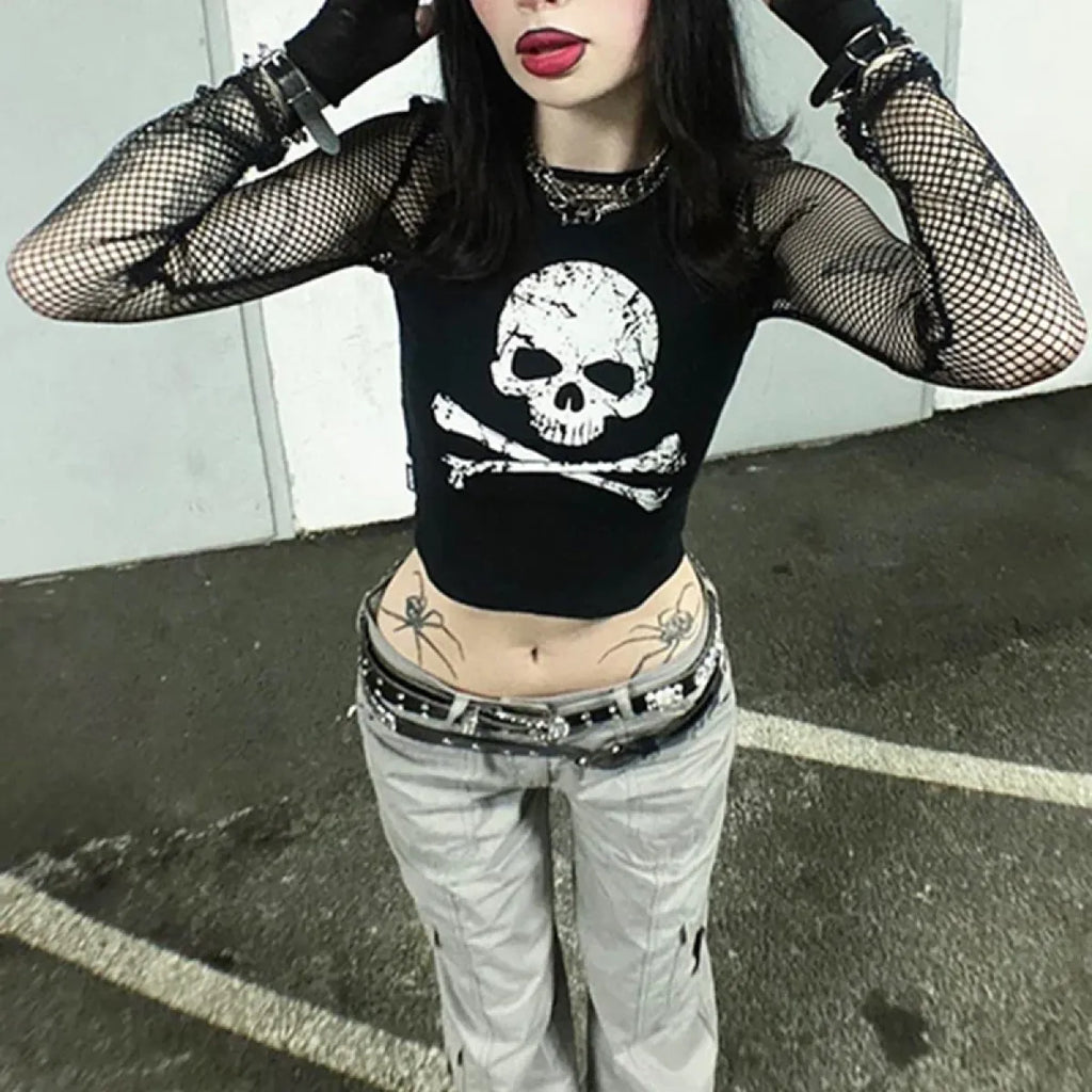 Punk Skull Camisole - Grunge Crop Top - Women’s Clothing & Accessories - 4