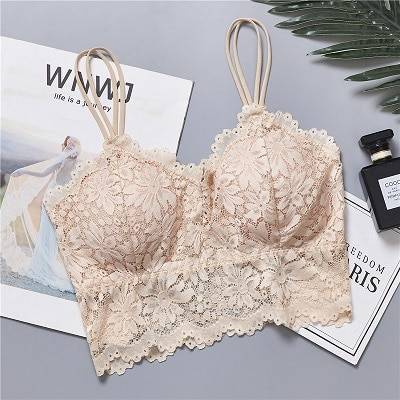 Lace V Neck Bralette - Beige / XL - Women’s Clothing & Accessories - Bras - 16 - 2024