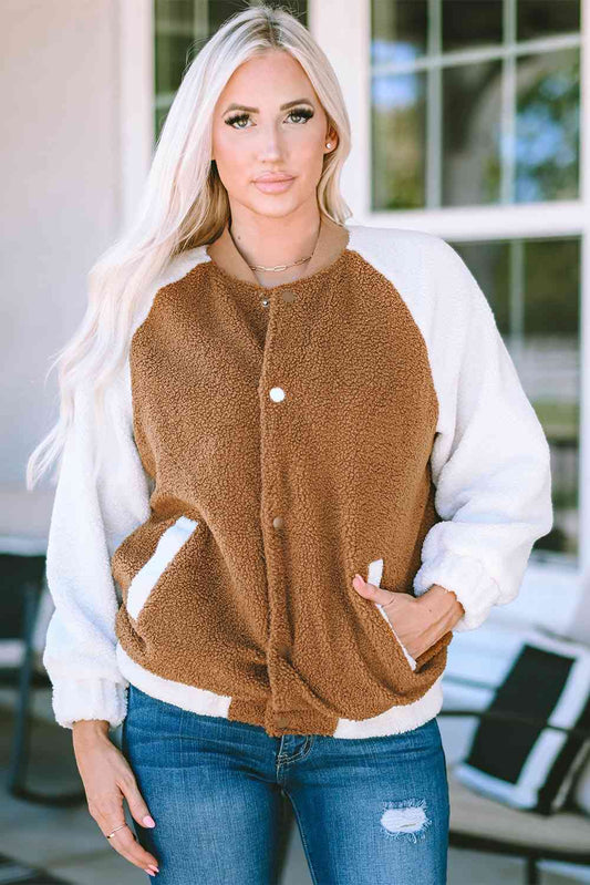 Snap Down Raglan Sleeve Jacket - Camel / S - Women’s Clothing & Accessories - Coats & Jackets - 1 - 2024