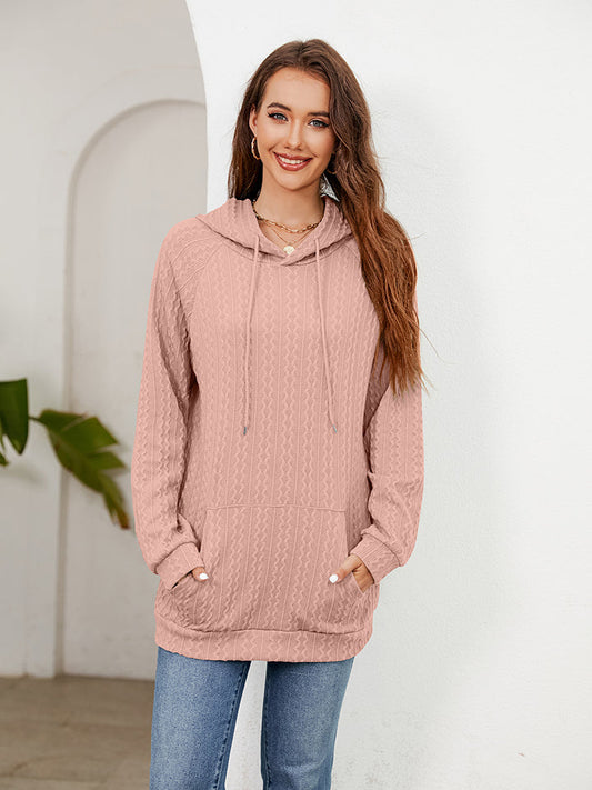 Raglan Sleeve Front Pocket Hoodie - Women’s Clothing & Accessories - Shirts & Tops - 1 - 2024