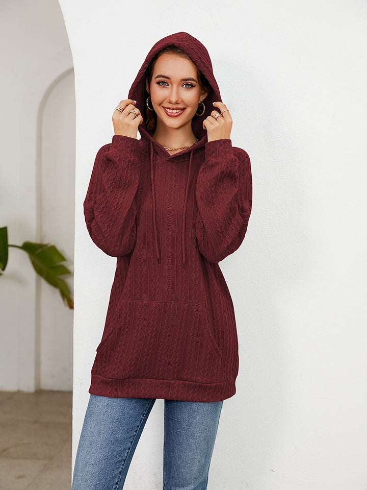 Raglan Sleeve Front Pocket Hoodie - Women’s Clothing & Accessories - Shirts & Tops - 6 - 2024