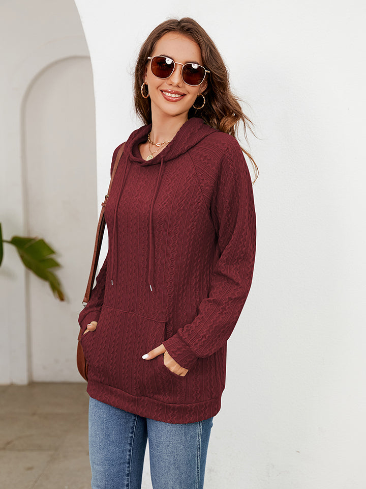 Raglan Sleeve Front Pocket Hoodie - Women’s Clothing & Accessories - Shirts & Tops - 7 - 2024