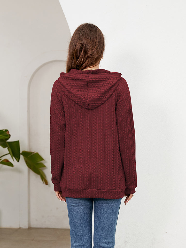 Raglan Sleeve Front Pocket Hoodie - Women’s Clothing & Accessories - Shirts & Tops - 8 - 2024