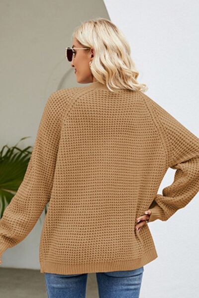 Open Front Raglan Sleeve Pocketed Cardigan - Women’s Clothing & Accessories - Shirts & Tops - 12 - 2024