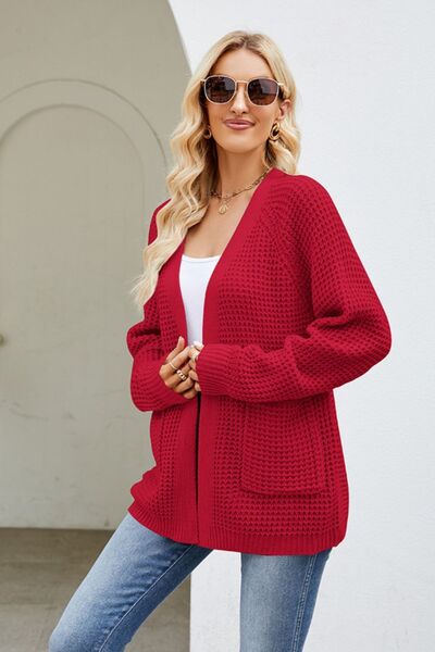 Open Front Raglan Sleeve Pocketed Cardigan - Women’s Clothing & Accessories - Shirts & Tops - 3 - 2024