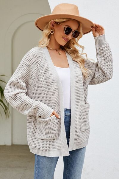 Open Front Raglan Sleeve Pocketed Cardigan - Women’s Clothing & Accessories - Shirts & Tops - 5 - 2024