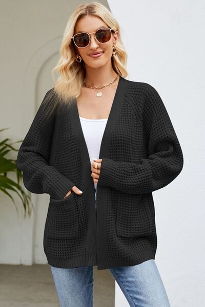 Open Front Raglan Sleeve Pocketed Cardigan - Women’s Clothing & Accessories - Shirts & Tops - 7 - 2024