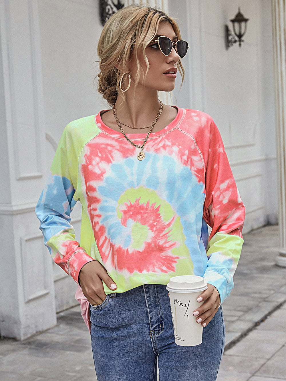 Printed Round Neck Raglan Sleeve Tee - T-Shirts - Shirts & Tops - 3 - 2024