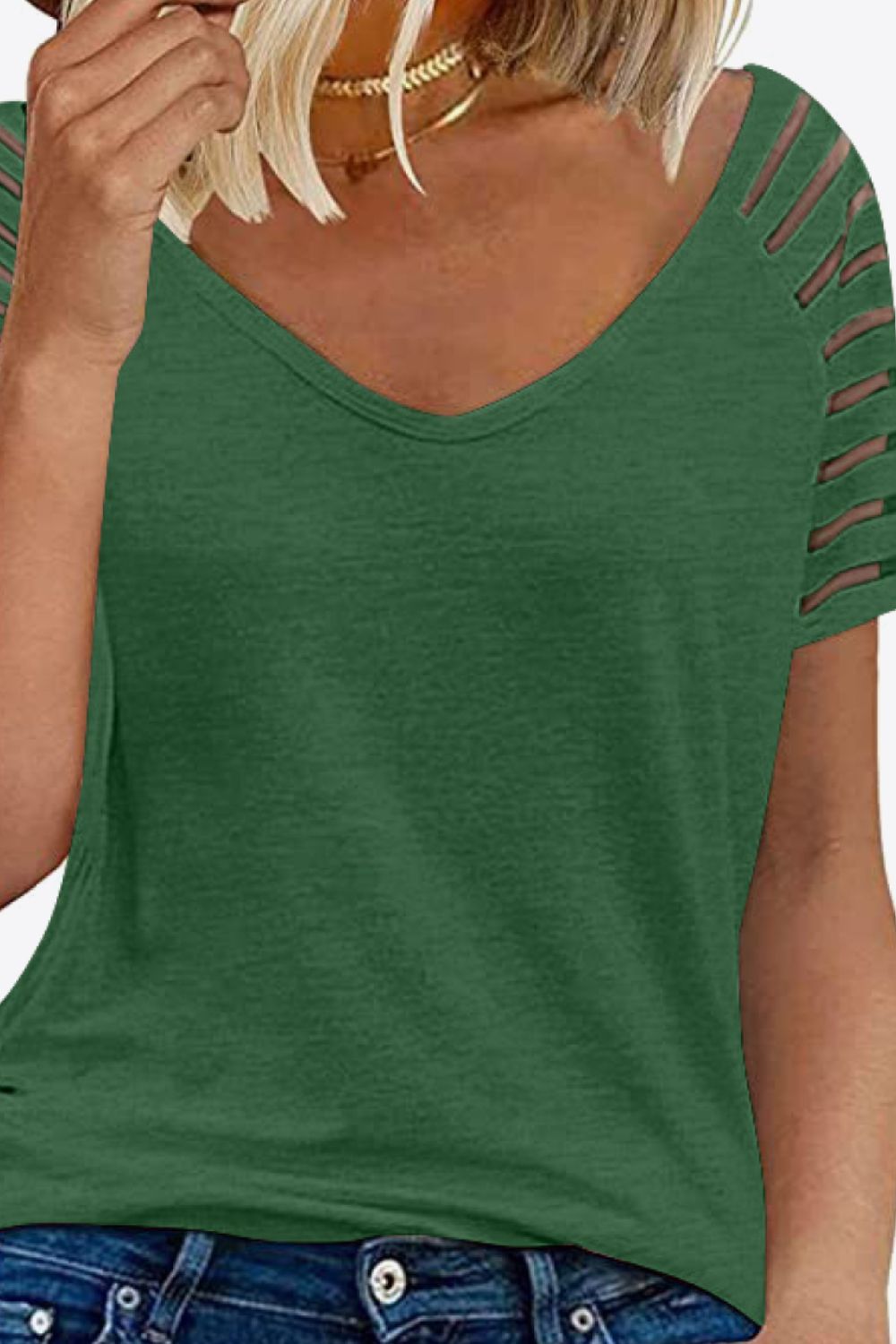 V-Neck Raglan Sleeve Tee - T-Shirts - Shirts & Tops - 18 - 2024