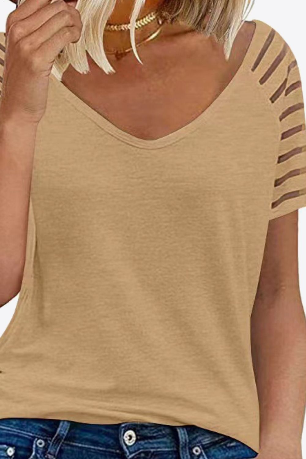 V-Neck Raglan Sleeve Tee - T-Shirts - Shirts & Tops - 21 - 2024