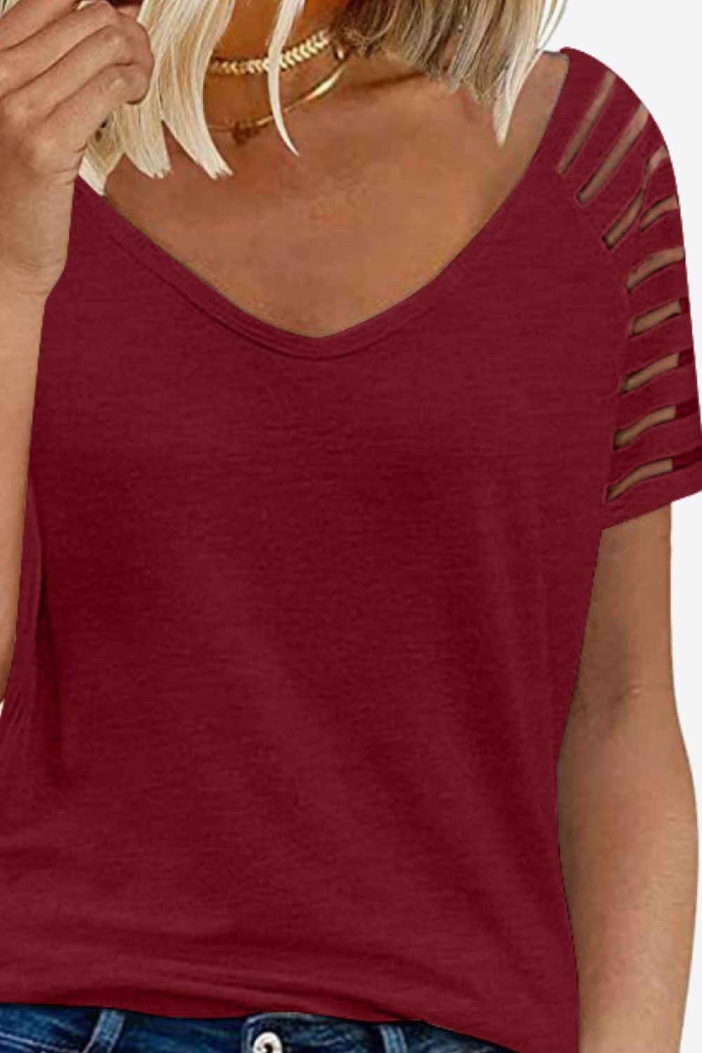 V-Neck Raglan Sleeve Tee - T-Shirts - Shirts & Tops - 24 - 2024