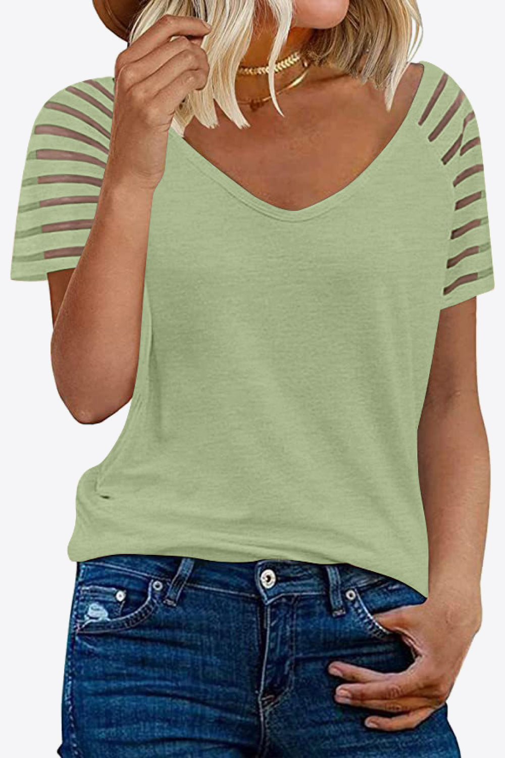 V-Neck Raglan Sleeve Tee - Green / S - T-Shirts - Shirts & Tops - 7 - 2024