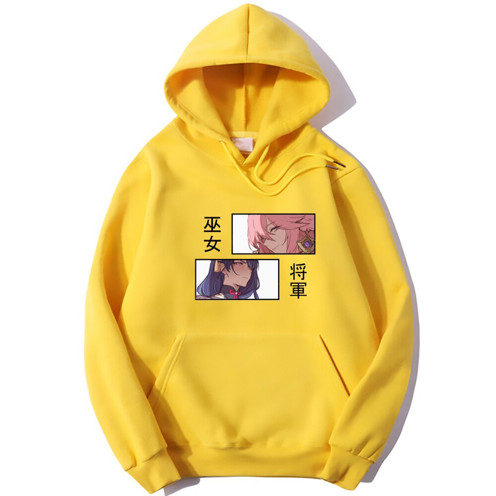 Raiden Shogun X Yae Genshin Impact Hoodies - Yellow / S - Women’s Clothing & Accessories - Shirts & Tops - 8 - 2024