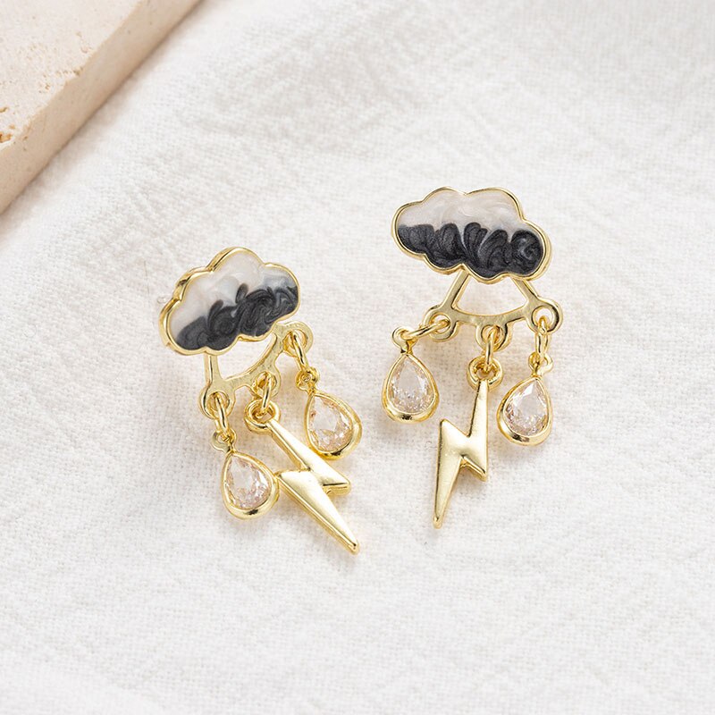 Cute Cloud Rain Drop Earrings - Black - Women’s Jewelry - Shirts & Tops - 6 - 2024