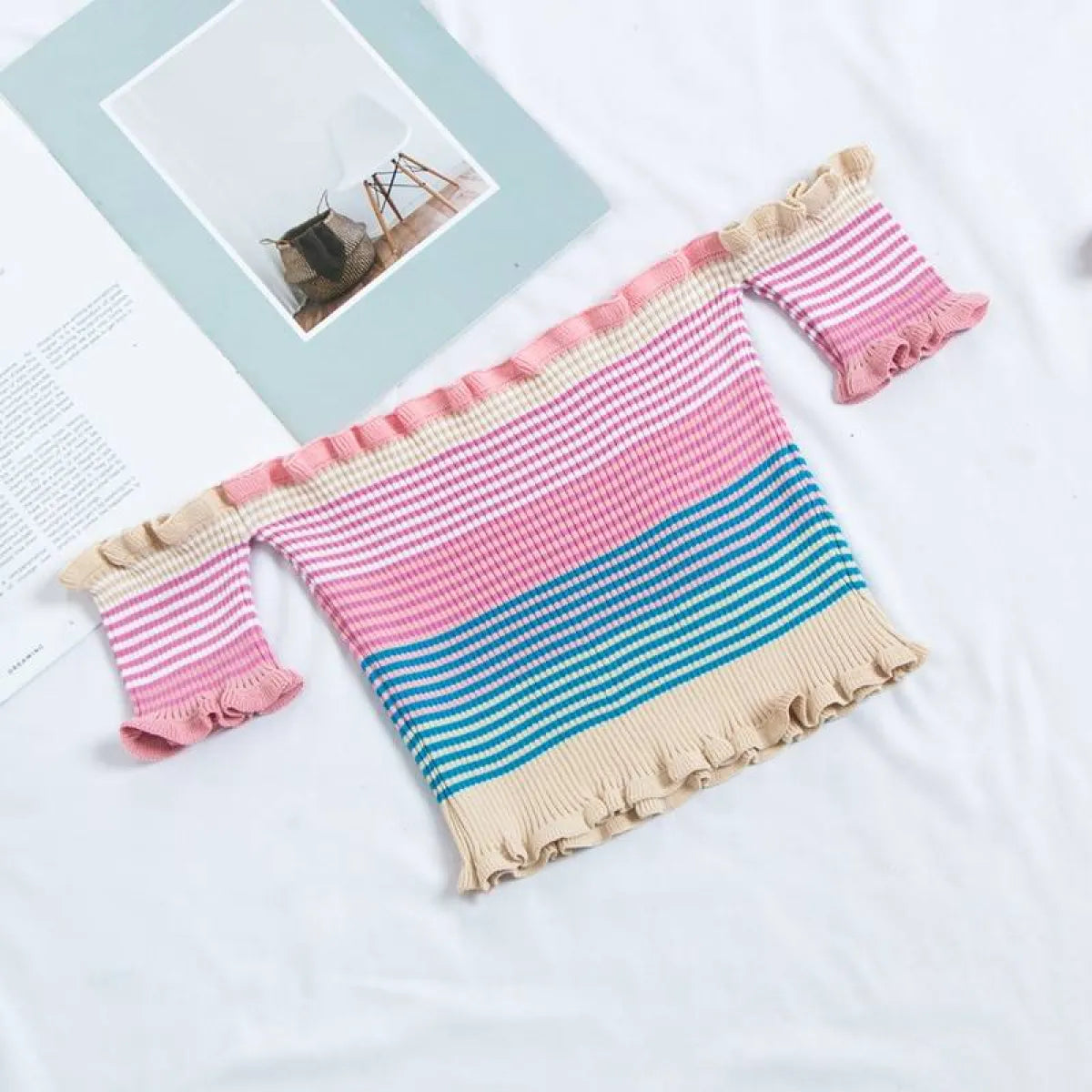 Rainbow Striped Crop Top - Women’s Clothing & Accessories - 3