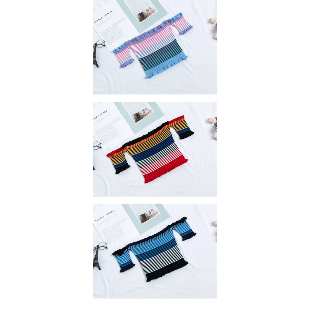 Rainbow Striped Crop Top - Women’s Clothing & Accessories - 7