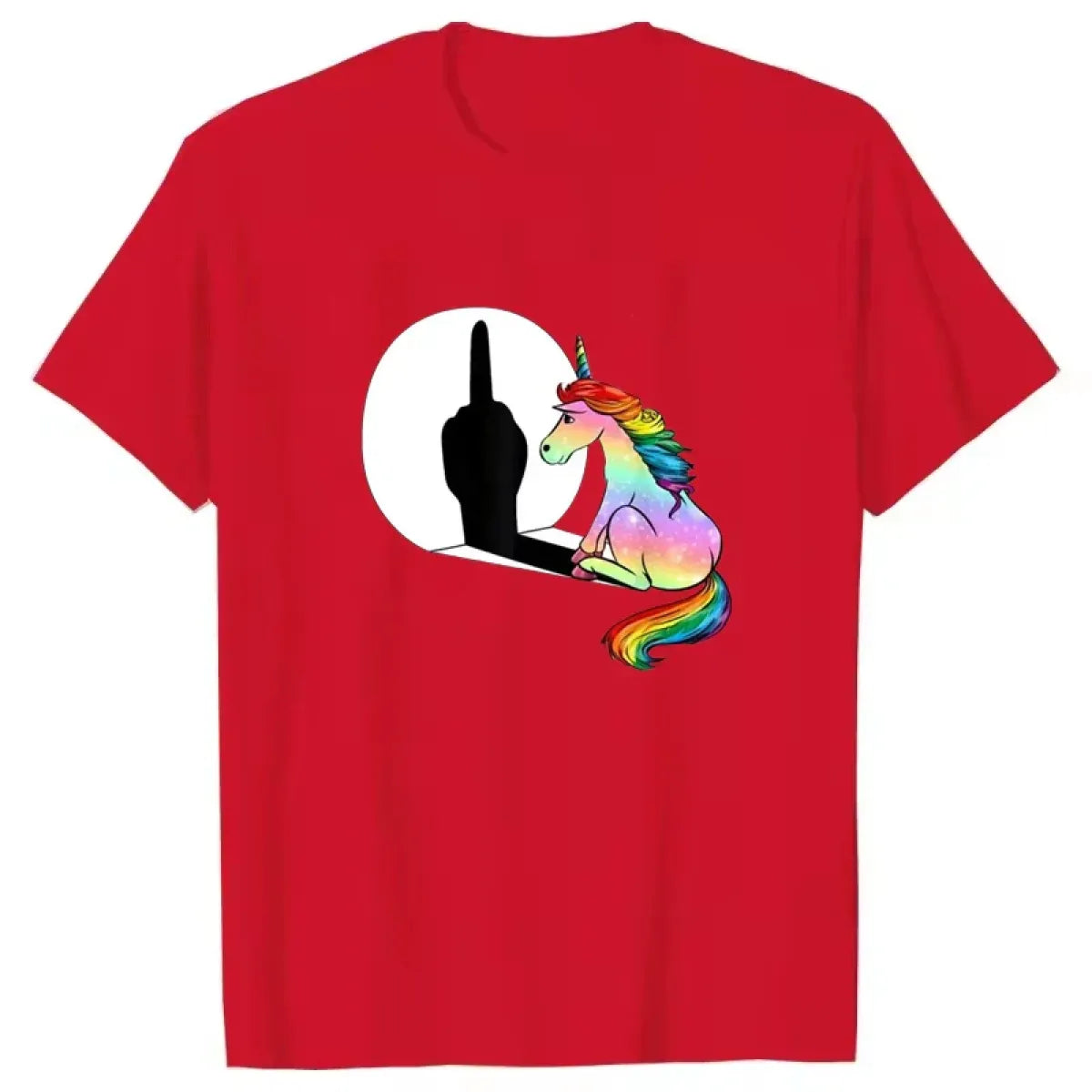 Rainbow Unicorn Shadow Middle Finger Tee - T-Shirts - T-Shirt - 11