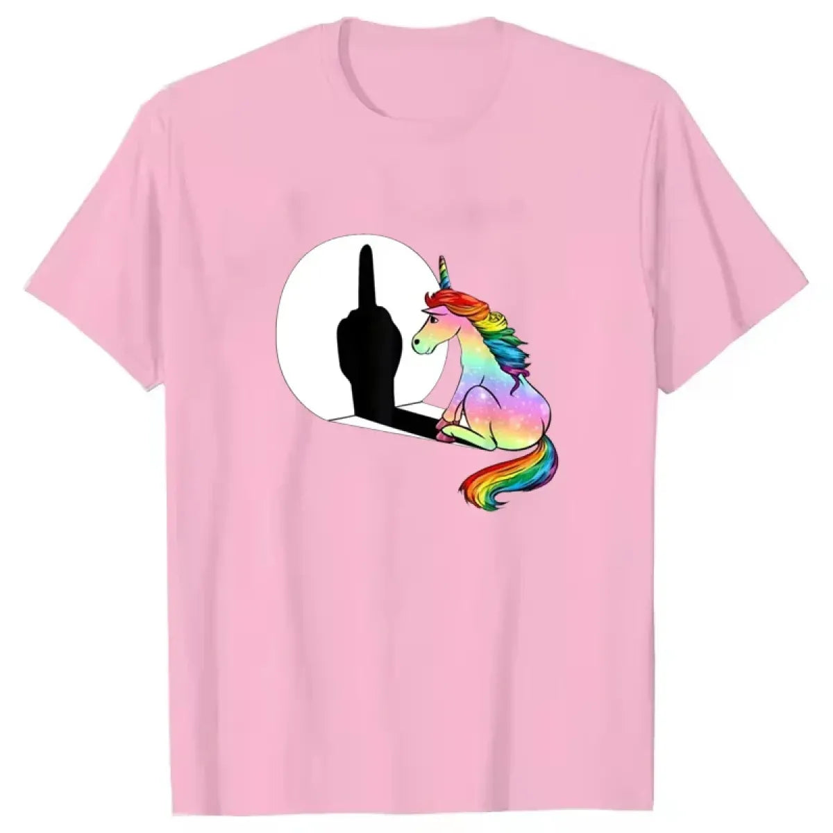 Rainbow Unicorn Shadow Middle Finger Tee - T-Shirts - T-Shirt - 4