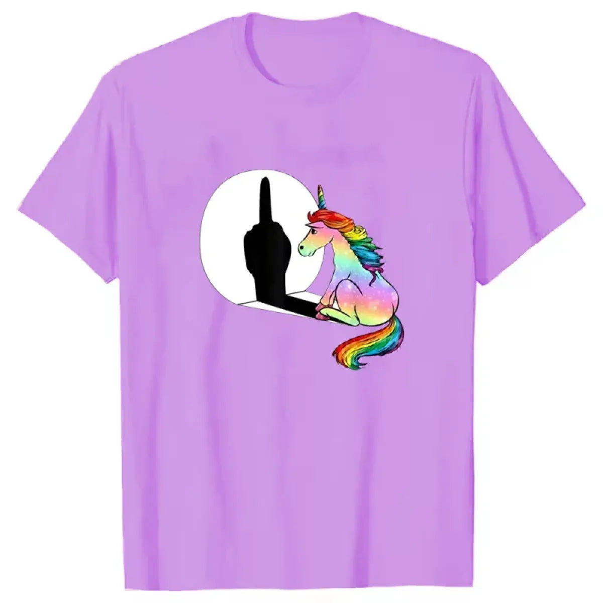 Rainbow Unicorn Shadow Middle Finger Tee - T-Shirts - T-Shirt - 5