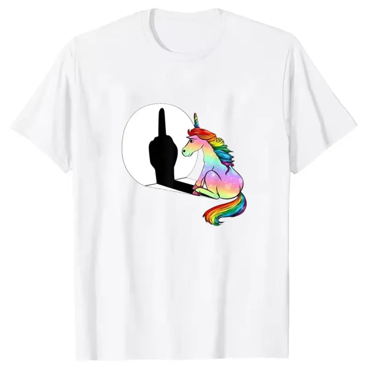 Rainbow Unicorn Shadow Middle Finger Tee - T-Shirts - T-Shirt - 6