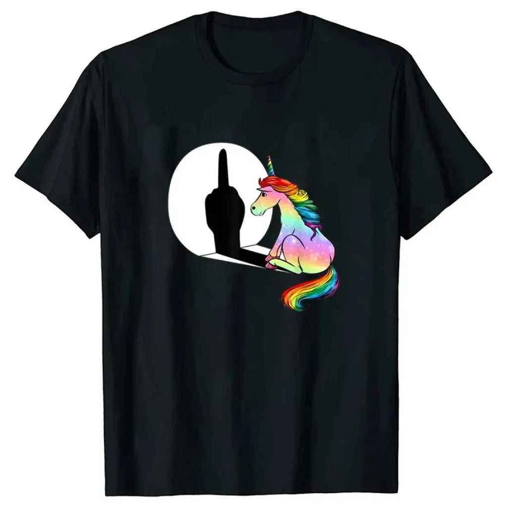 Rainbow Unicorn Shadow Middle Finger Tee - T-Shirts - T-Shirt - 7