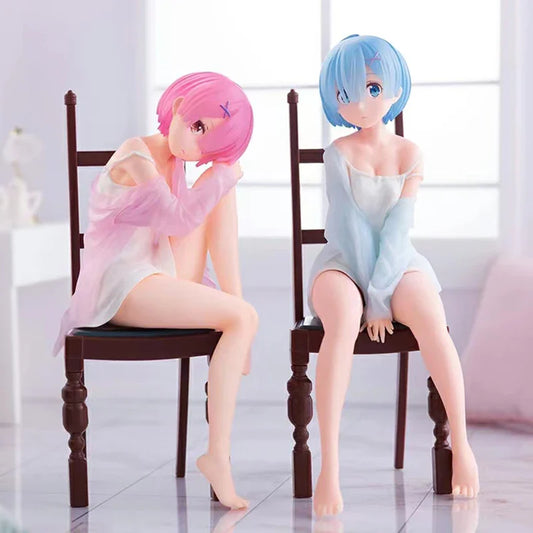 Re:Zero Rem & Ram Chair Ver. Figures – Banpresto Collectible - Figurines - Doll & Action Figure Accessories - 2024