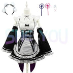 Ram Rem Cosplay Costume - Re:Zero Kara Hajimeru Isekai Seikatsu - Black Maid Outfit - Women’s Clothing & Accessories - 6