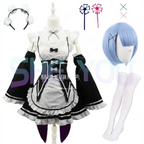 Ram Rem Cosplay Costume - Re:Zero Kara Hajimeru Isekai Seikatsu - Black Maid Outfit - Women’s Clothing & Accessories
