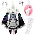 Ram Rem Cosplay Costume - Re:Zero Kara Hajimeru Isekai Seikatsu - Black Maid Outfit - Women’s Clothing & Accessories