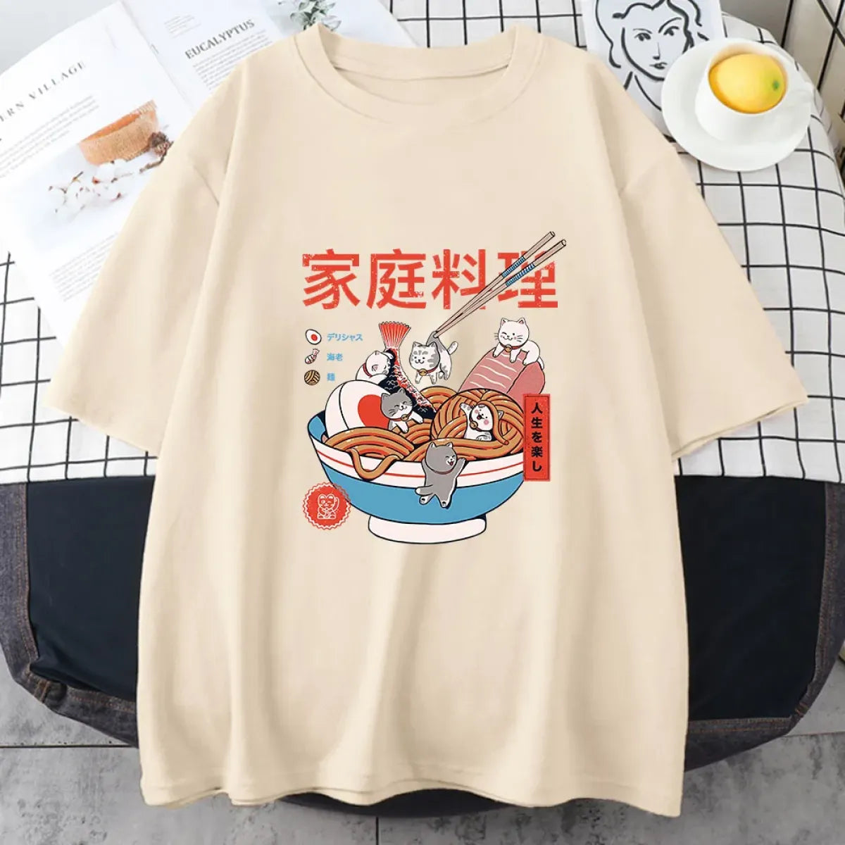 Ramen Cats Harajuku Anime Graphic Tee - T-Shirts - T-Shirts - 1