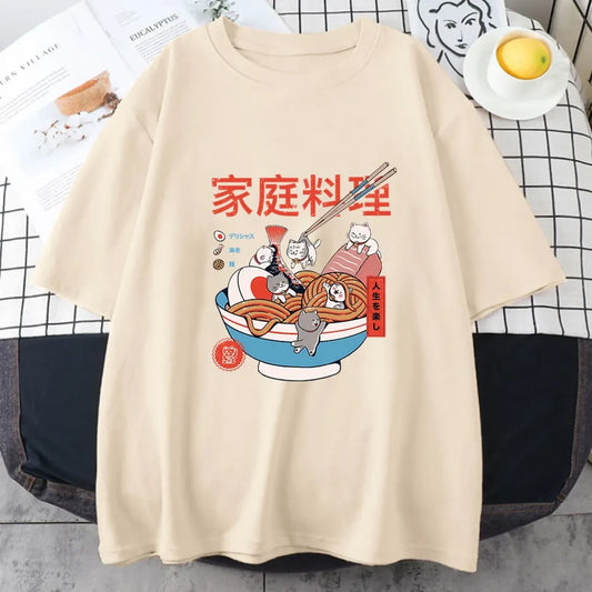 Ramen Cats Harajuku Anime Graphic Tee - T-Shirts - T-Shirts - 1