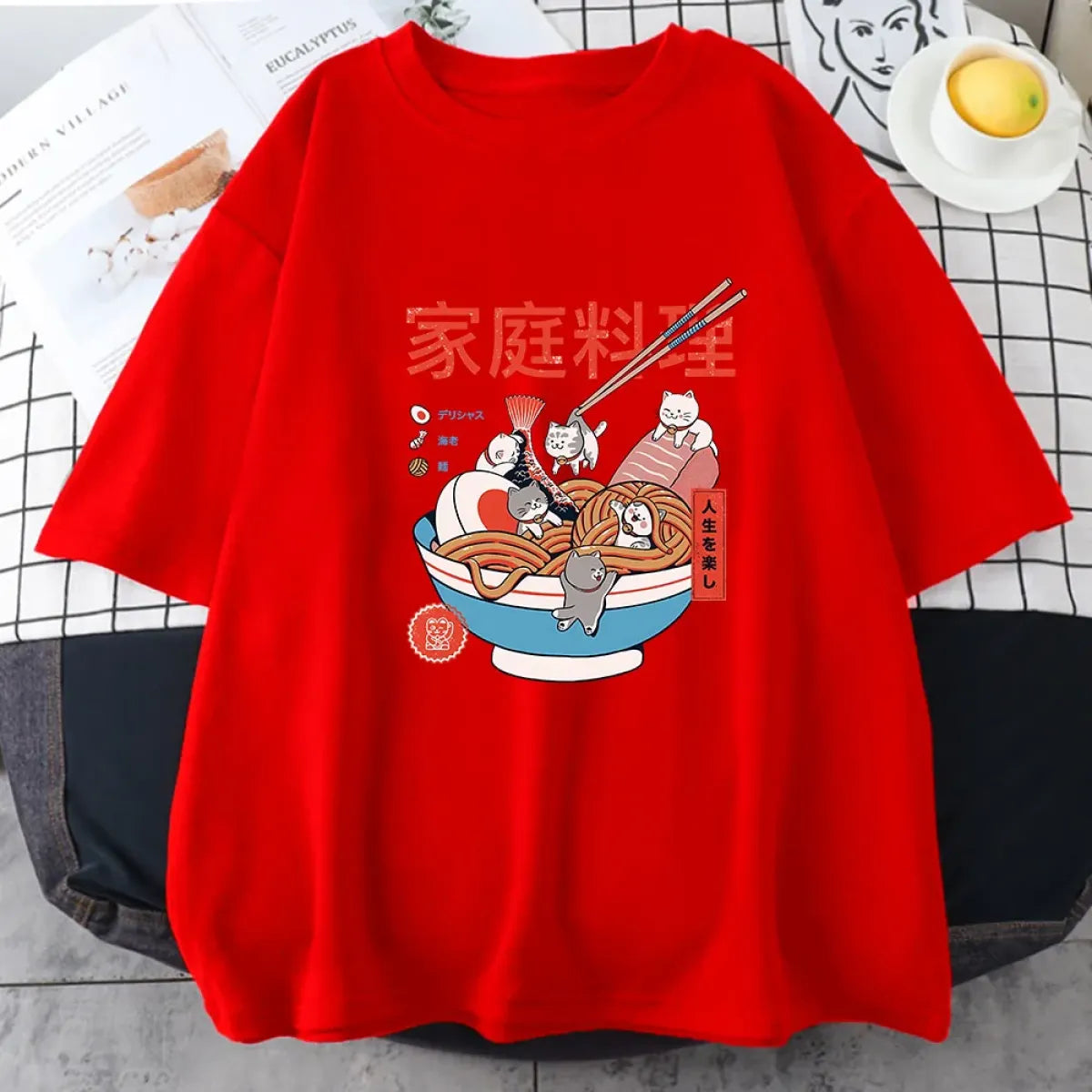 Ramen Cats Harajuku Anime Graphic Tee - T-Shirts - T-Shirts - 4