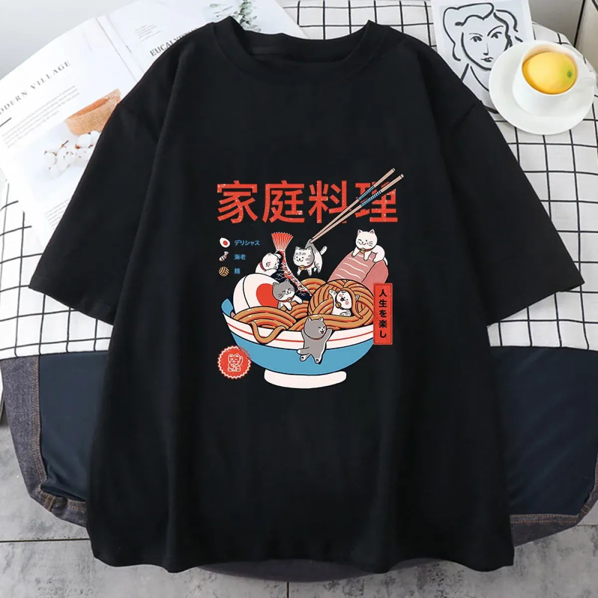 Ramen Cats Harajuku Anime Graphic Tee - T-Shirts - T-Shirts - 6