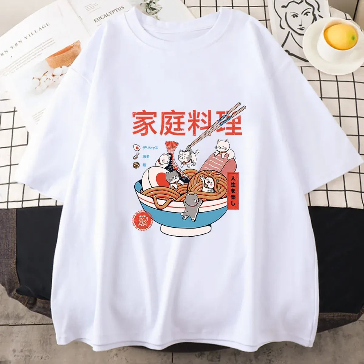 Ramen Cats Harajuku Anime Graphic Tee - T-Shirts - T-Shirts - 7