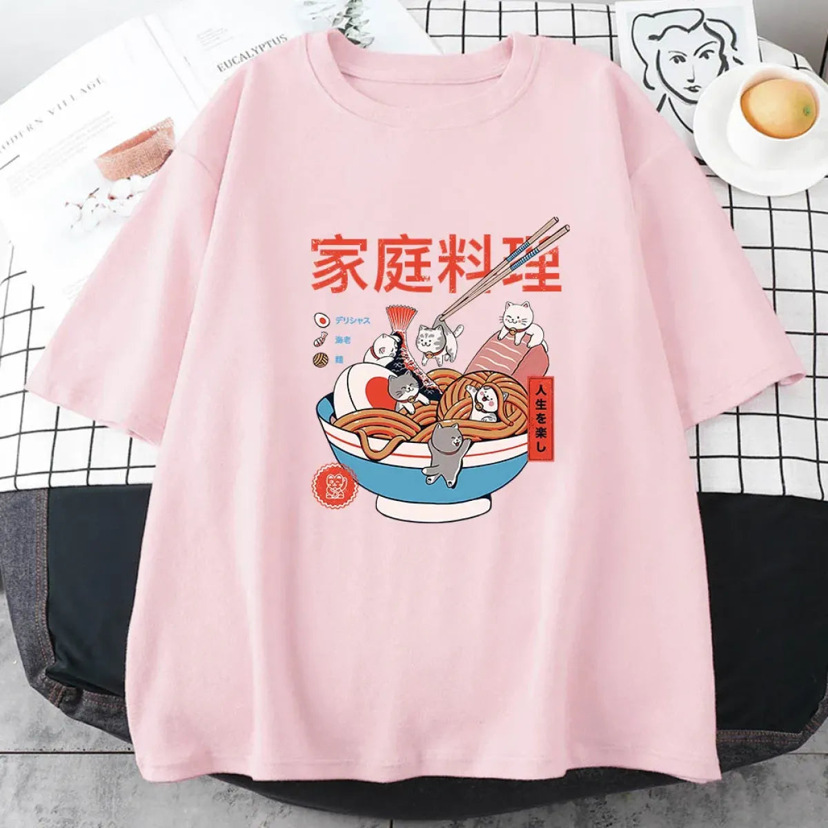 Ramen Cats Harajuku Anime Graphic Tee - T-Shirts - T-Shirts - 8