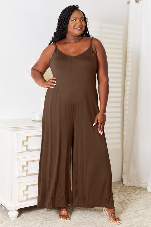 Soft Rayon Spaghetti Strap Tied Wide Leg Jumpsuit - Women’s Clothing & Accessories - Jumpsuits & Rompers - 9 - 2024