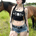 Rebel Bones Crop Cami – Edgy Skull Print Top - Women’s Clothing & Accessories - 1
