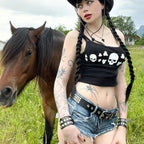 Rebel Bones Crop Cami – Edgy Skull Print Top - Women’s Clothing & Accessories - 2