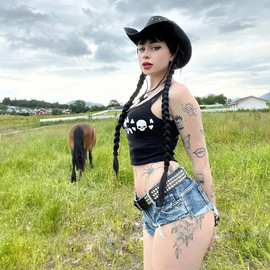 Rebel Bones Crop Cami – Edgy Skull Print Top - Women’s Clothing & Accessories - 4