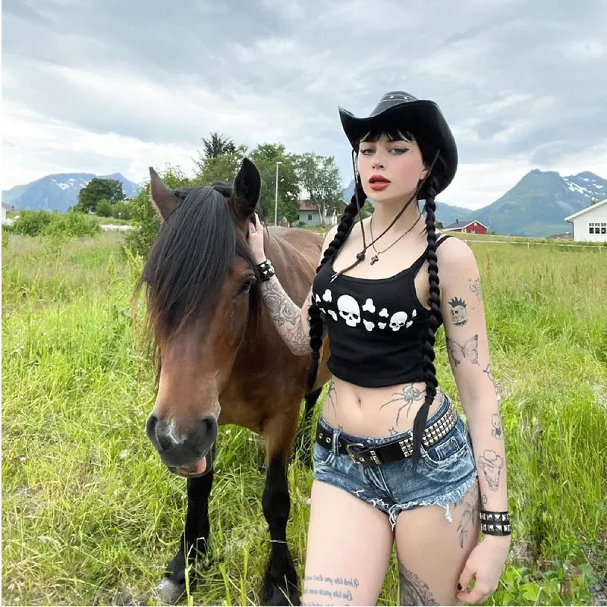 Rebel Bones Crop Cami – Edgy Skull Print Top - Women’s Clothing & Accessories - 5