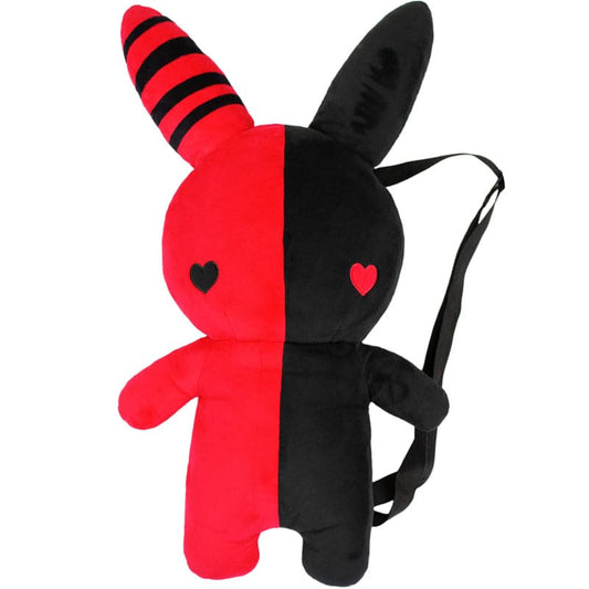 Rabbit Plush Backpack – Red/Black (24”)