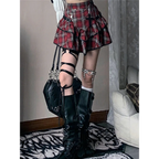 Red Plaid High Waist Skirt - Bottoms - 2